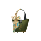 Xiangyunsha Silk Dark Green Bucket Bag with Scarf
