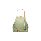 Mulberry Silk Luxury Light Green Kiss Lock Clutch Bag