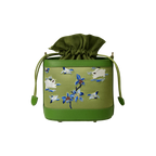 Handcrafted Embroidered Silk Osmanthus Green Bucket Bag