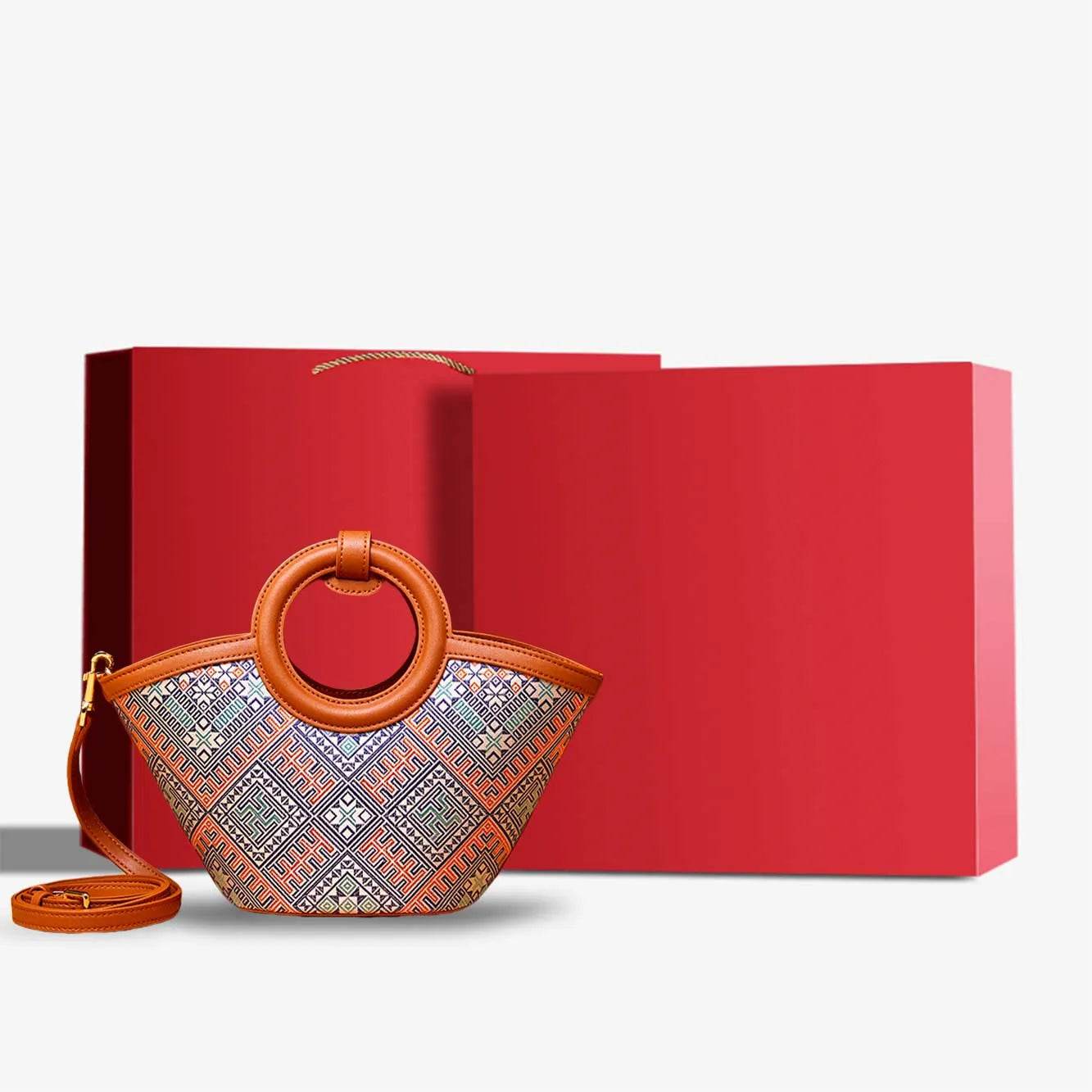 Zhuang Brocade Handicraft Unique Crossbody Basket Bag