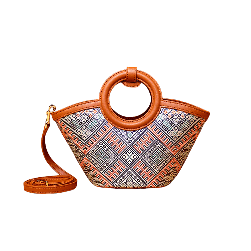 Zhuang Brocade Handicraft Unique Crossbody Basket Bag