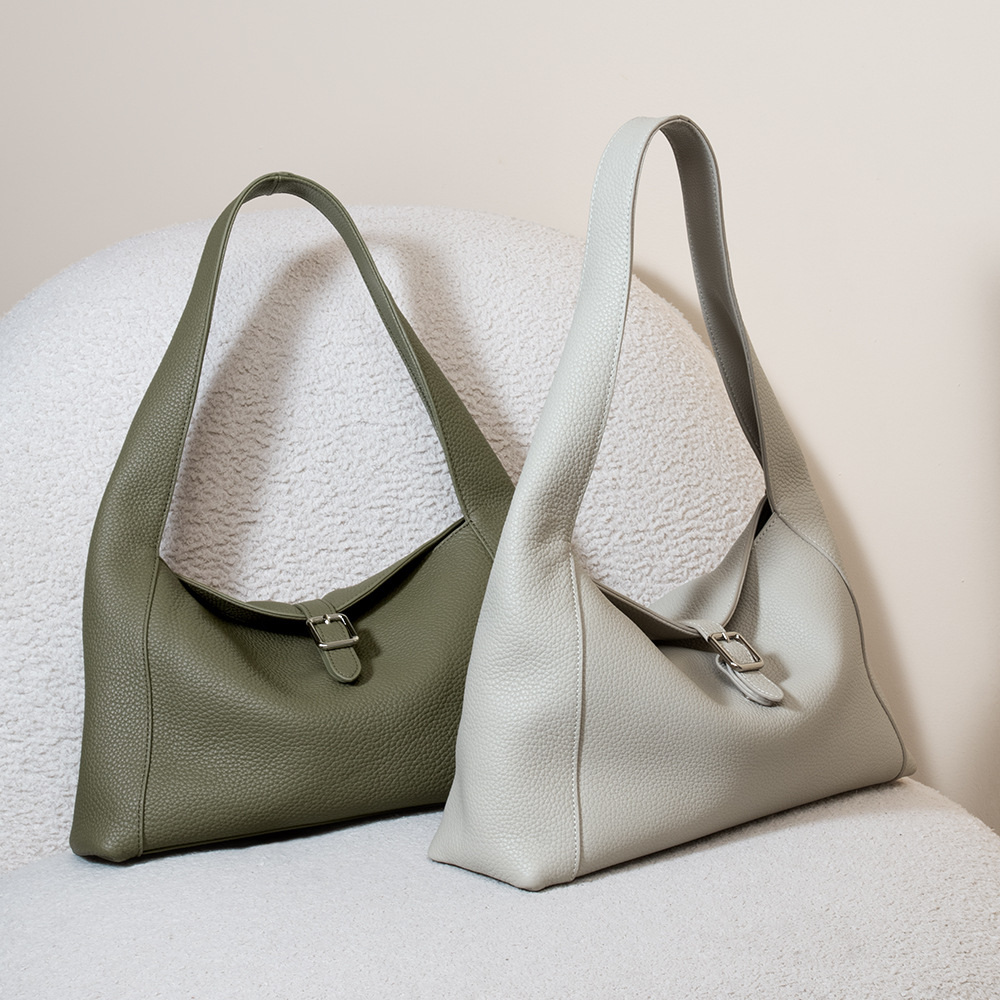 Top-grain Genuine Leather Pillow-shaped Medium Shoulder Bag