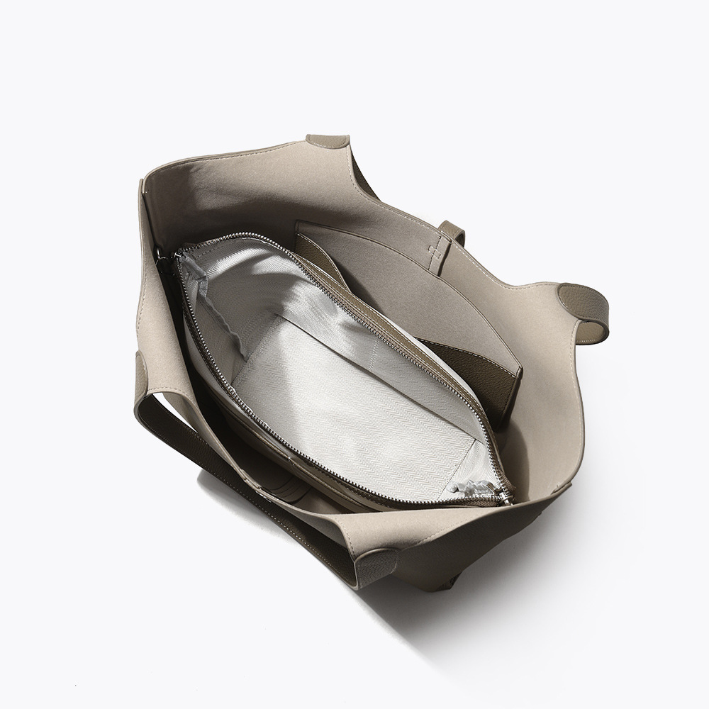 Top-grain Genuine Leather Medium-Soft Large Tote Bag with Magnetic Snap