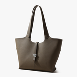 Top-grain Genuine Leather Medium-Soft Large Tote Bag with Magnetic Snap