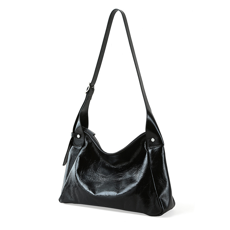 Top-layer Oil-waxed Cowhide Medium Horizontal Square Shoulder Bag