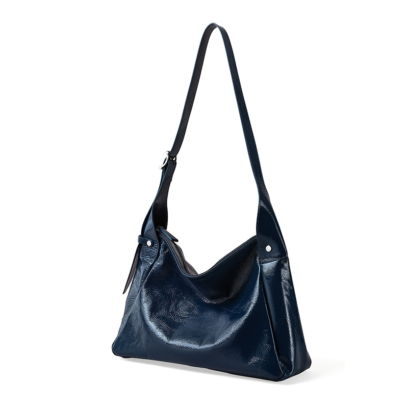 Top-layer Oil-waxed Cowhide Medium Horizontal Square Shoulder Bag