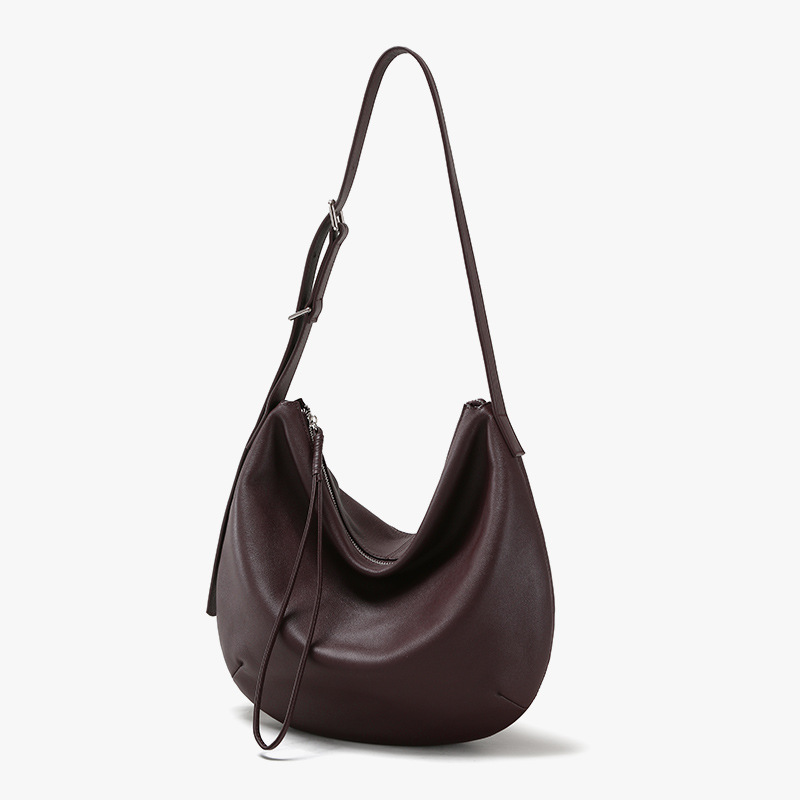 Top-grain Genuine Leather Soft Large Multi-Pocket Shoulder Bag