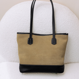 High-gloss Frosted Cowhide Stitching Line Large Horizontal Square Shoulder Bag