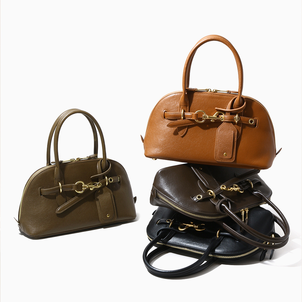 Top-grain Genuine Leather Medium-Hard Large Horizontal Square Handheld Bag