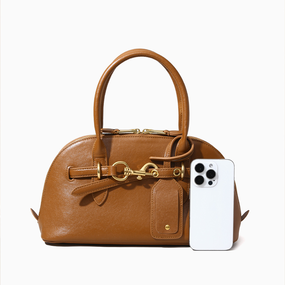 Top-grain Genuine Leather Medium-Hard Large Horizontal Square Handheld Bag