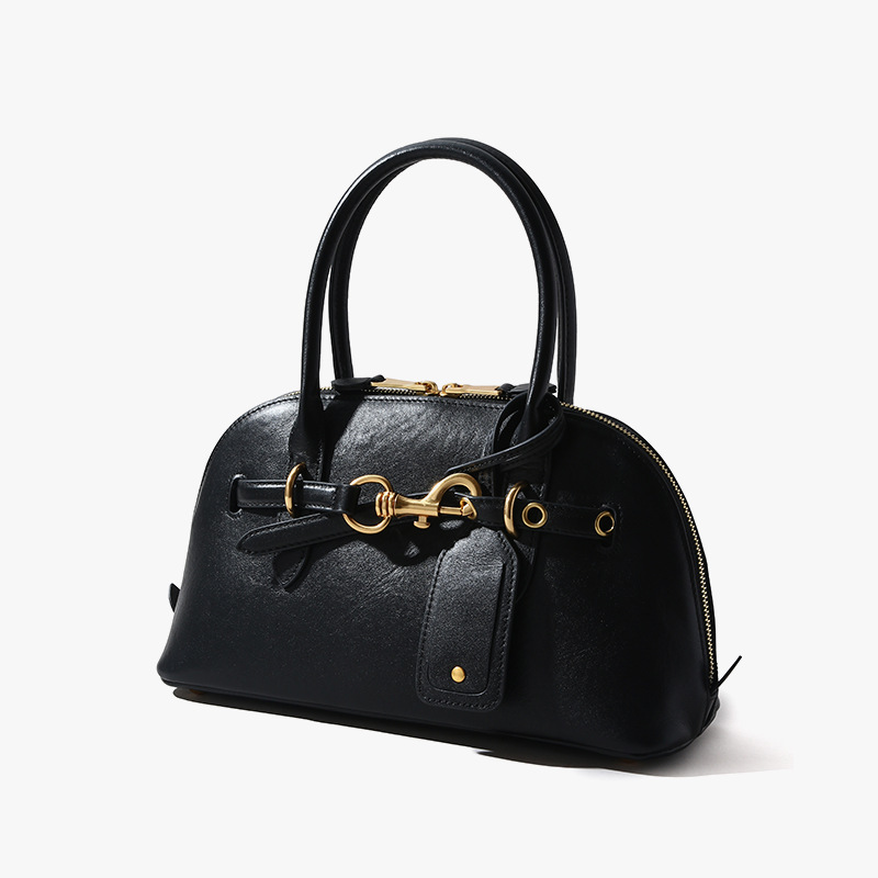 Top-grain Genuine Leather Medium-Hard Large Horizontal Square Handheld Bag