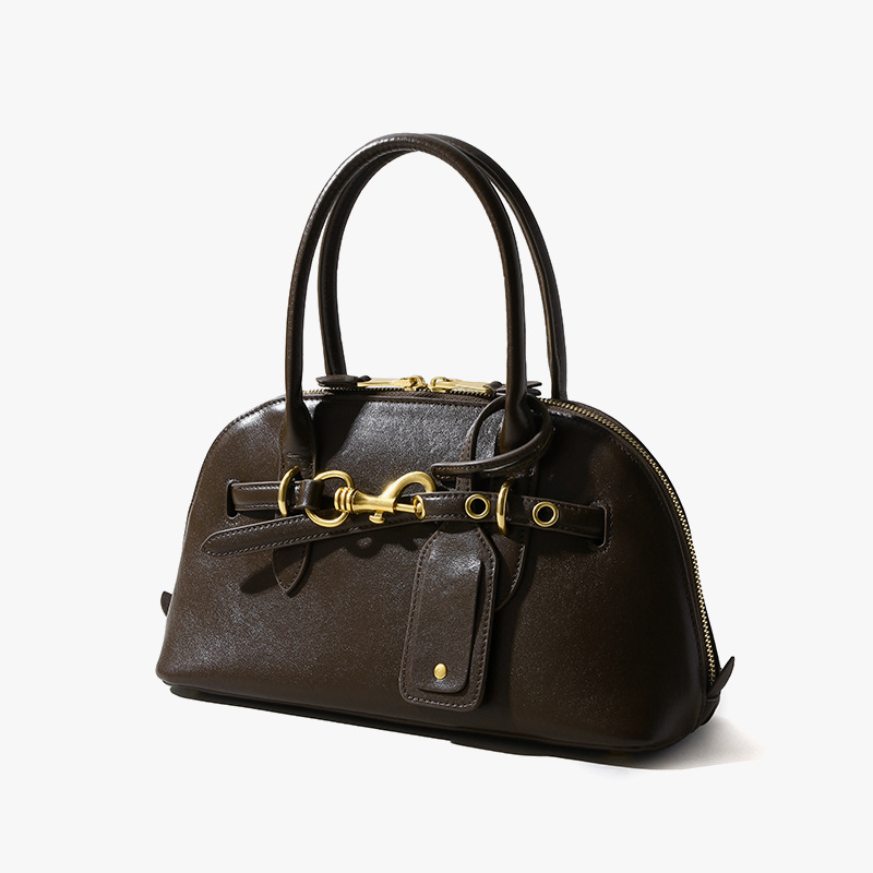 Top-grain Genuine Leather Medium-Hard Large Horizontal Square Handheld Bag