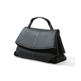 Top-grain Genuine Leather Push Lock Medium-Soft Handbag