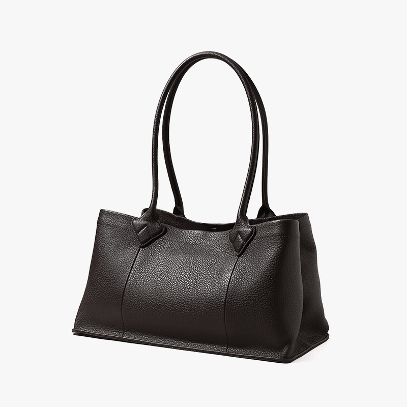 Top-grain Calf Leather Medium-Hard Large Vertical Square Shoulder Bag