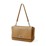 Top-grain Naturally Tumbled Leather Lock Clasp Medium-Soft Tote Shoulder Bag