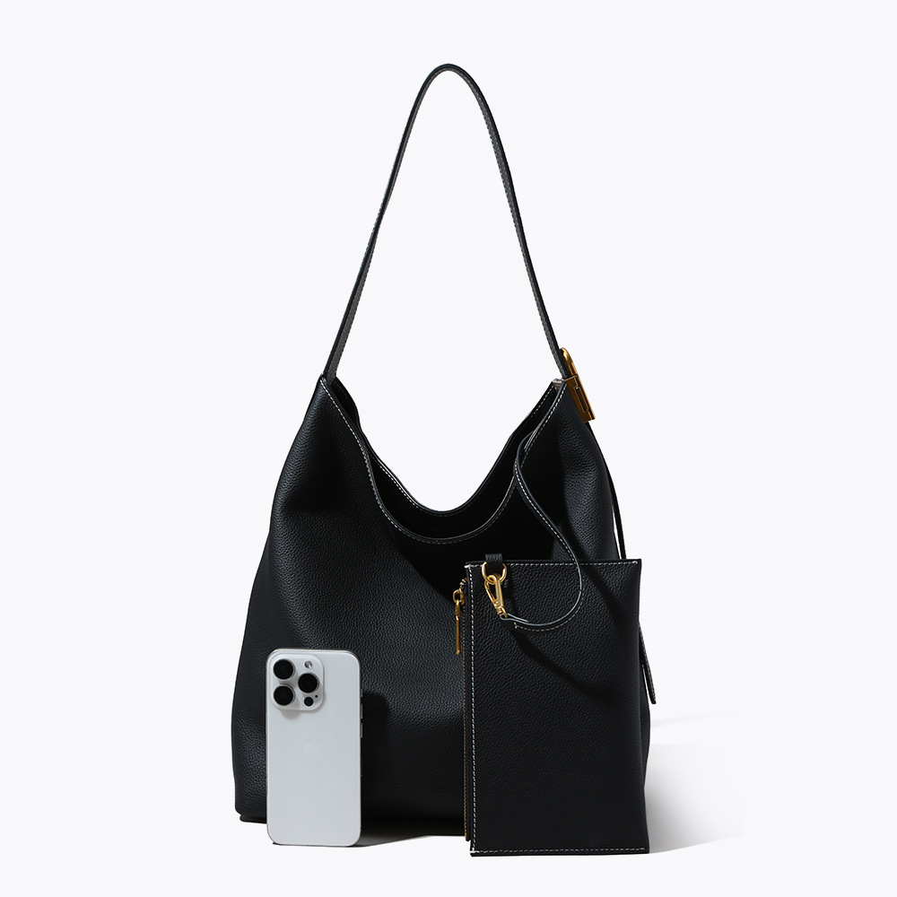 Top-grain Cowhide Magnetic Clasp Soft Large Tote Bag