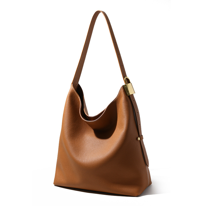 Top-grain Cowhide Magnetic Clasp Soft Large Tote Bag