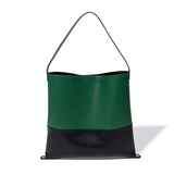 Color-block Second-layer Cowhide Magnetic Clasp Soft Tote Bag