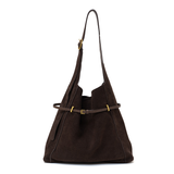 Reverse Suede Sanded Leather Magnetic Clasp Medium-Soft Tote Bag