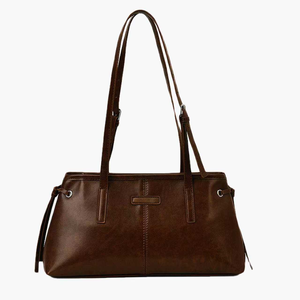 VT-Noa Elongated-Handle Shoulder Bag - Distressed Coffee