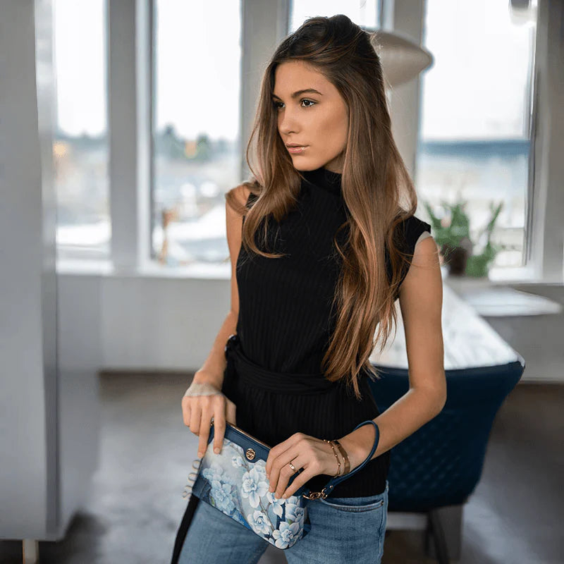 Mulberry Silk Handcrafted Flower Clutch Bag Women Wallet Eveing Purse