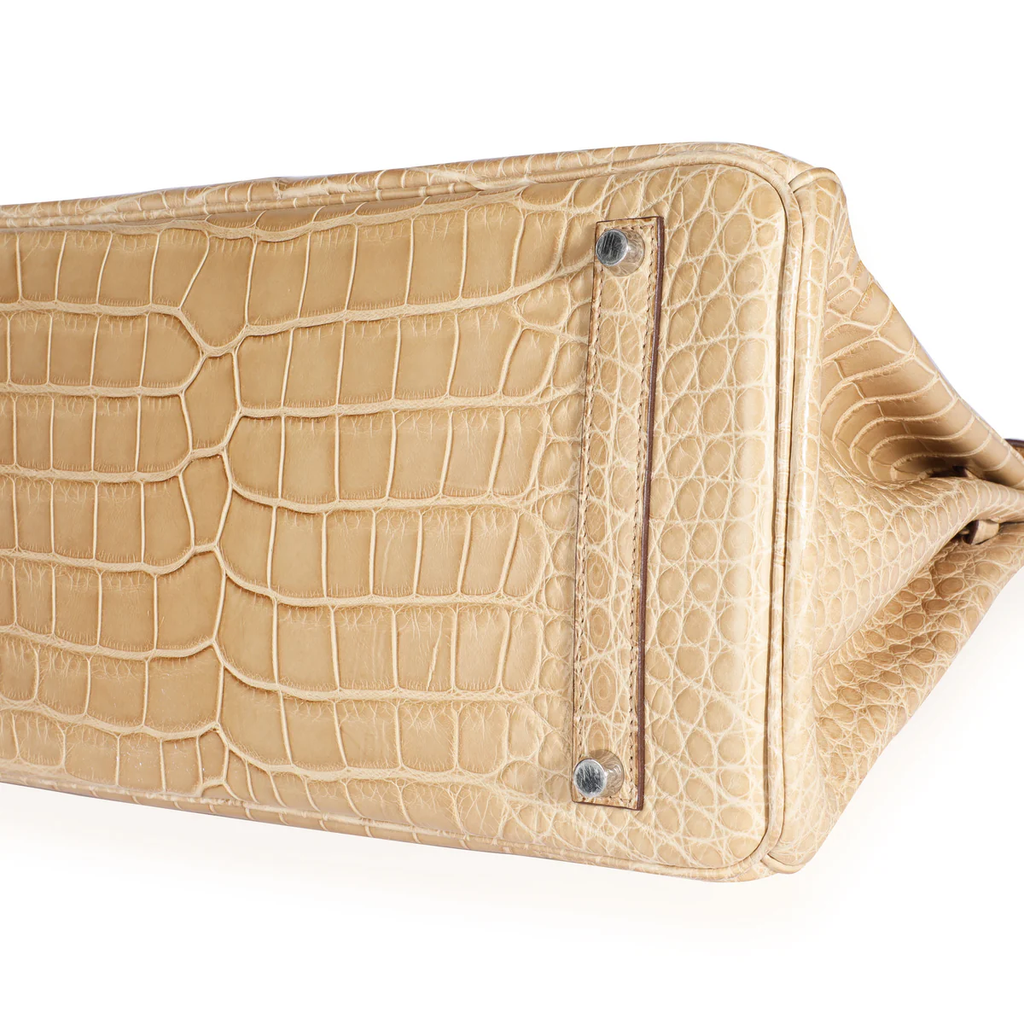 VT - SIXTY Beige Crocodile - pattern Silver - lock Light Luxury Fashion Lock Handheld Bag