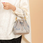 Song Brocade Drawstring Bucket Bag - Traditional Auspicious Patterns Exquisite Knitted Craft