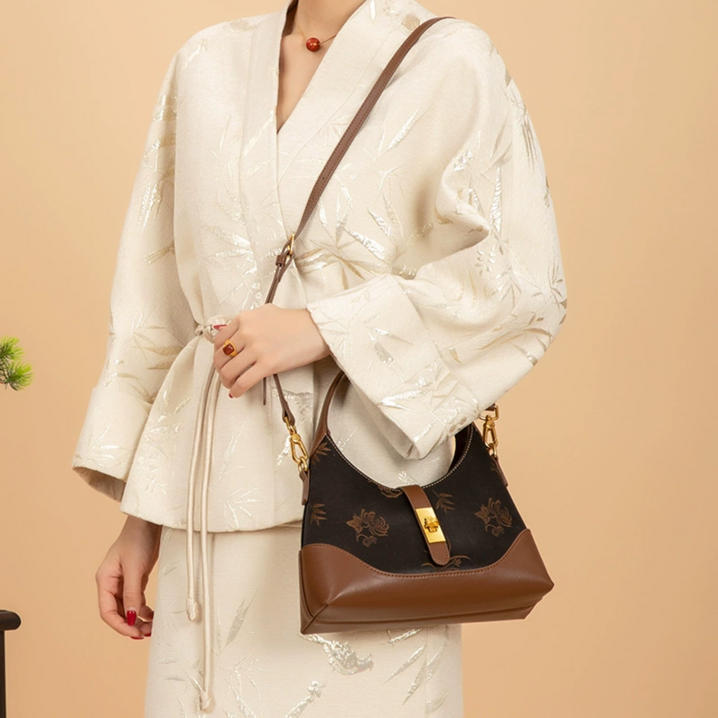 Xiangyunsha Bag - Genuine Leather Mulberry Silk Handbag