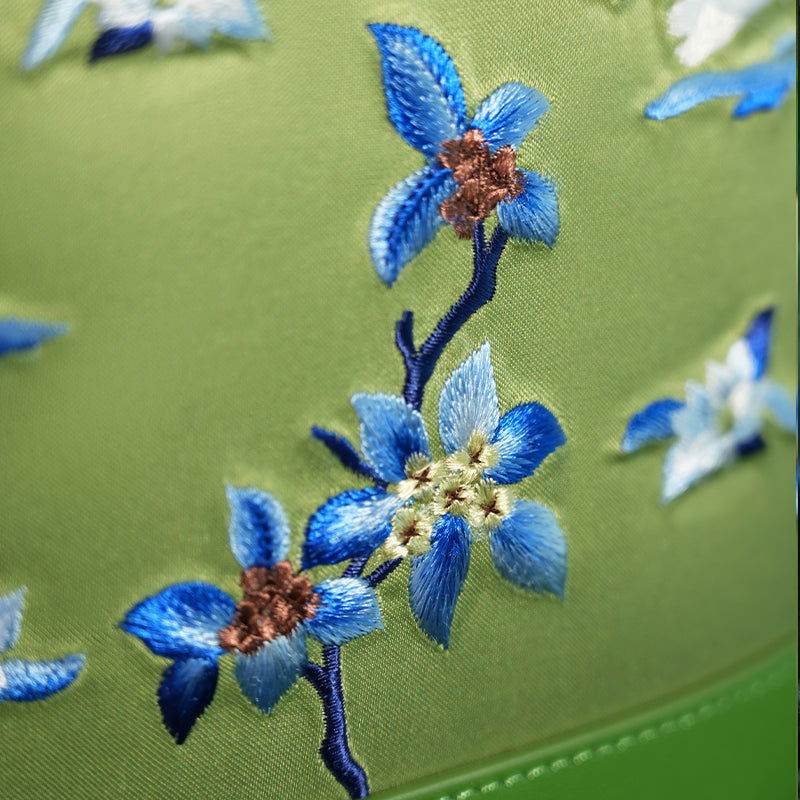 Handcrafted Embroidered Silk Osmanthus Green Bucket Bag