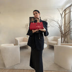 Embroidery Leather Red Magnolia Women's Crossbody Handbag