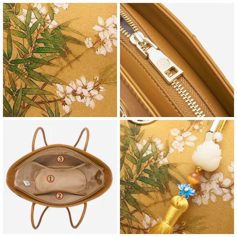 Mulberry Silk Handcrafted Bamboo Yellow Tote Bag