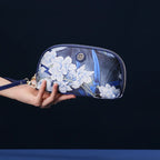 Chinoiserie Luxury Large-Capacity Blue Orchid Print Clutch