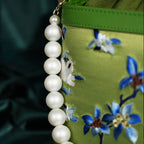 Handcrafted Embroidered Silk Osmanthus Green Bucket Bag