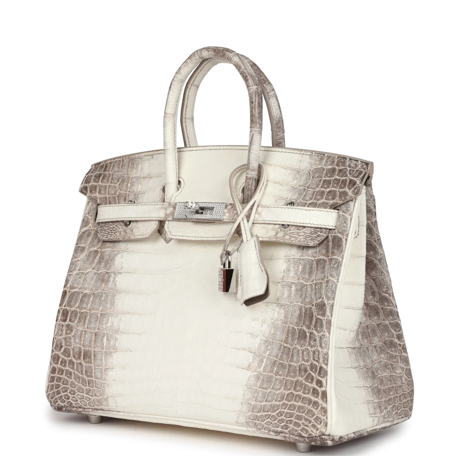 VT - SIXTY White - Brown Gradient Crocodile - Pattern Silver - Buckle Light Luxury Fashion Handbag
