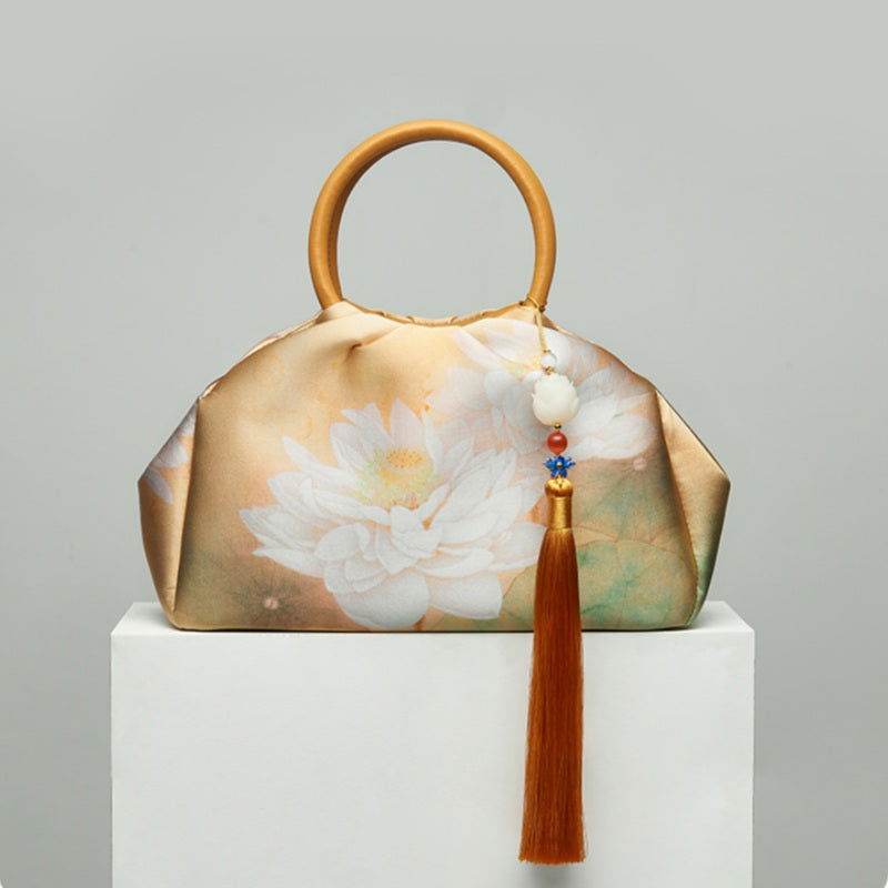 Mulberry Silk Chinese Style Yellow Bamboo Handbag