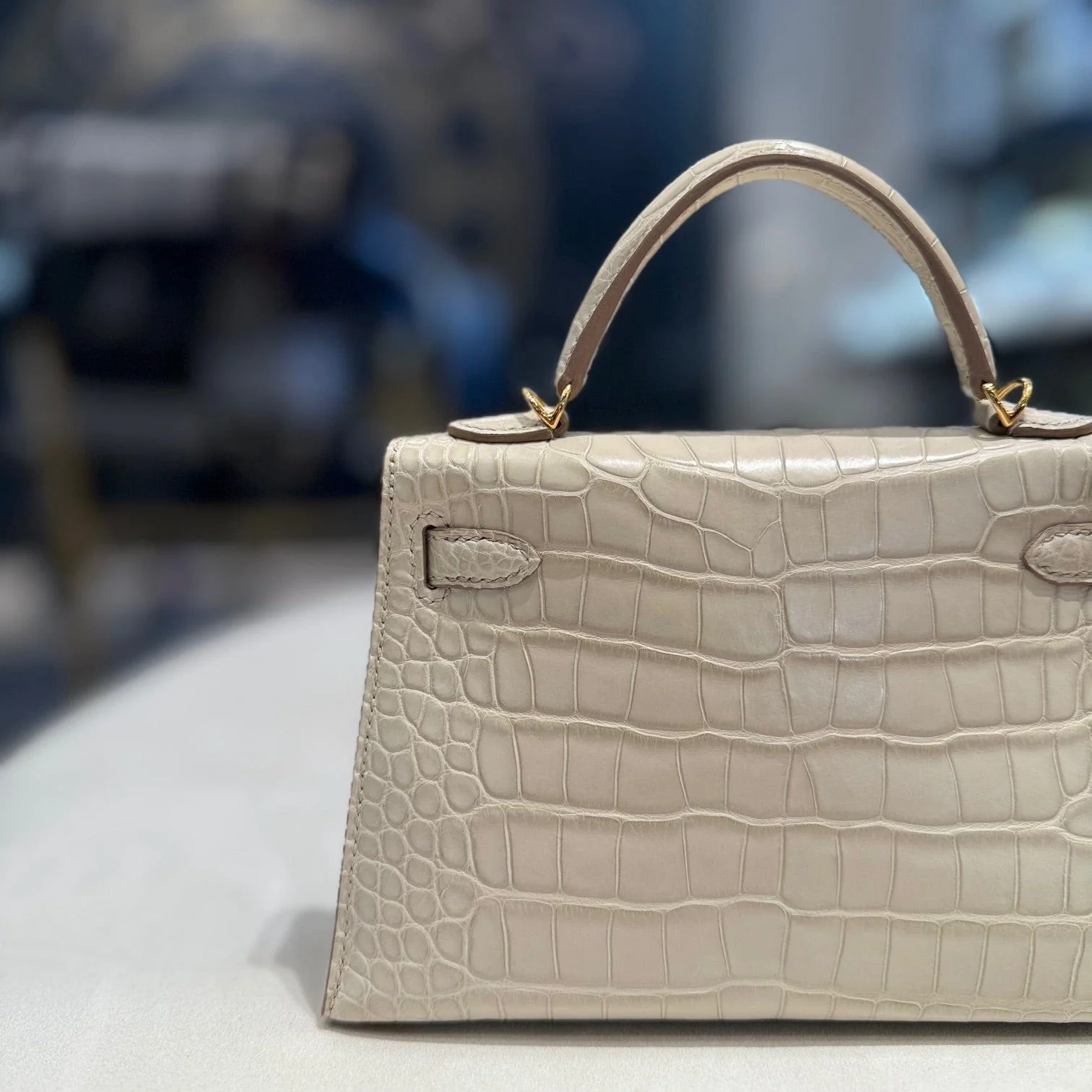 VT - SIXTY Beige Crocodile - Patterned Handheld Bag