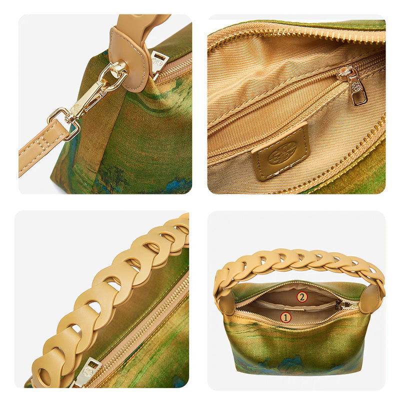 Chinese Painting Xiangyunsha Silk Shoulder Bag Designer Handbag