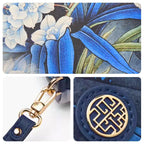 Chinoiserie Luxury Large-Capacity Blue Orchid Print Clutch