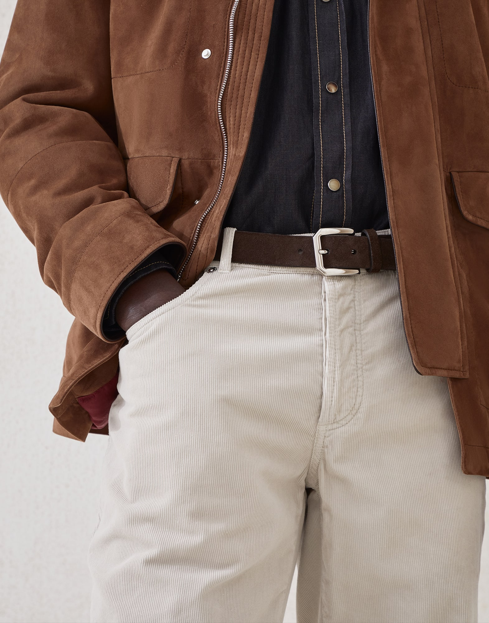 VT - SIXTY Brown Suede Calfskin Belt