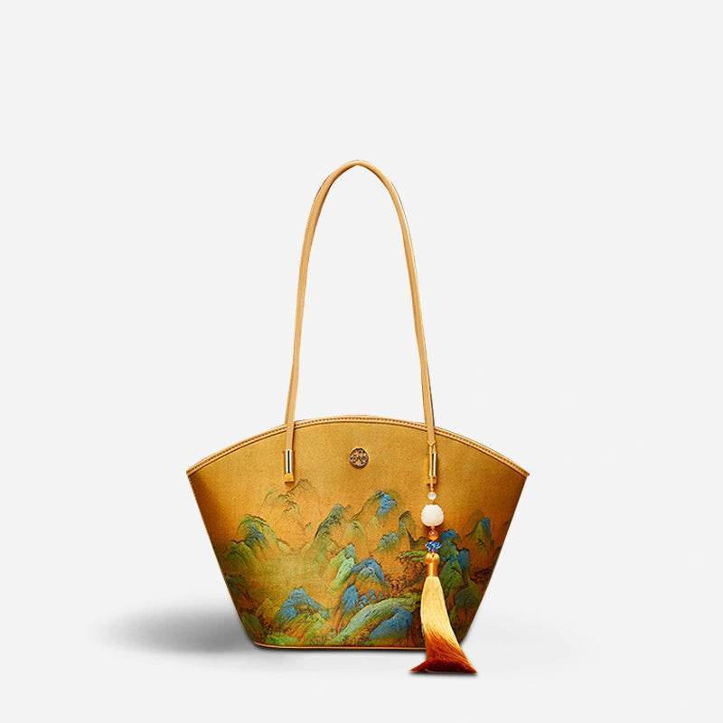 Mulberry Silk Handcrafted Bamboo Yellow Tote Bag