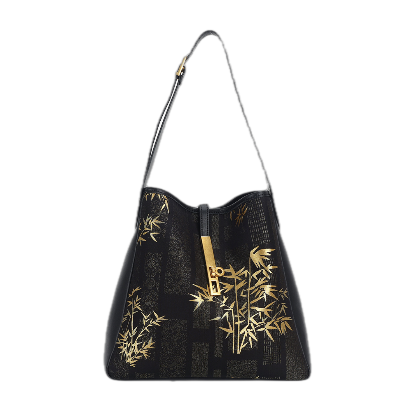 Song Brocade Bag - Black-Gold Gourd Knitted Patterns