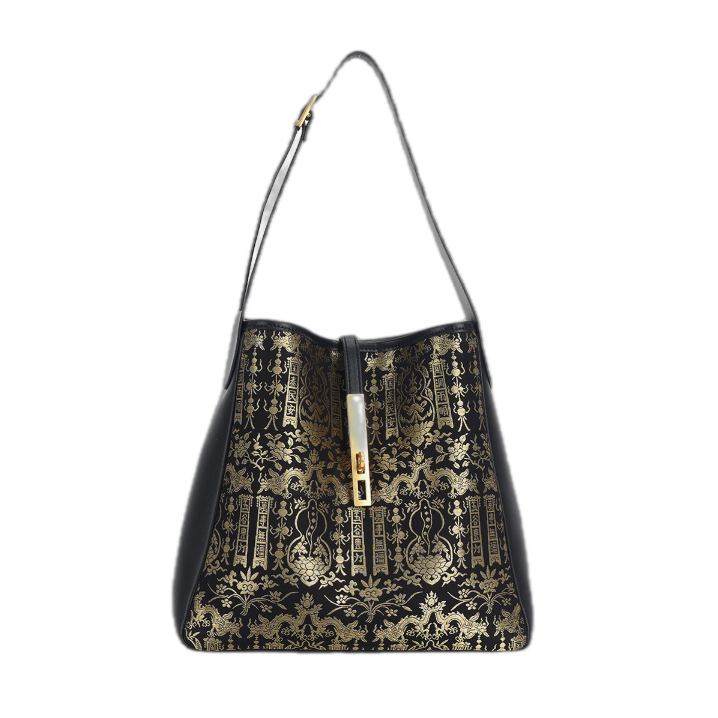 Song Brocade Bag - Black-Gold Gourd Knitted Patterns