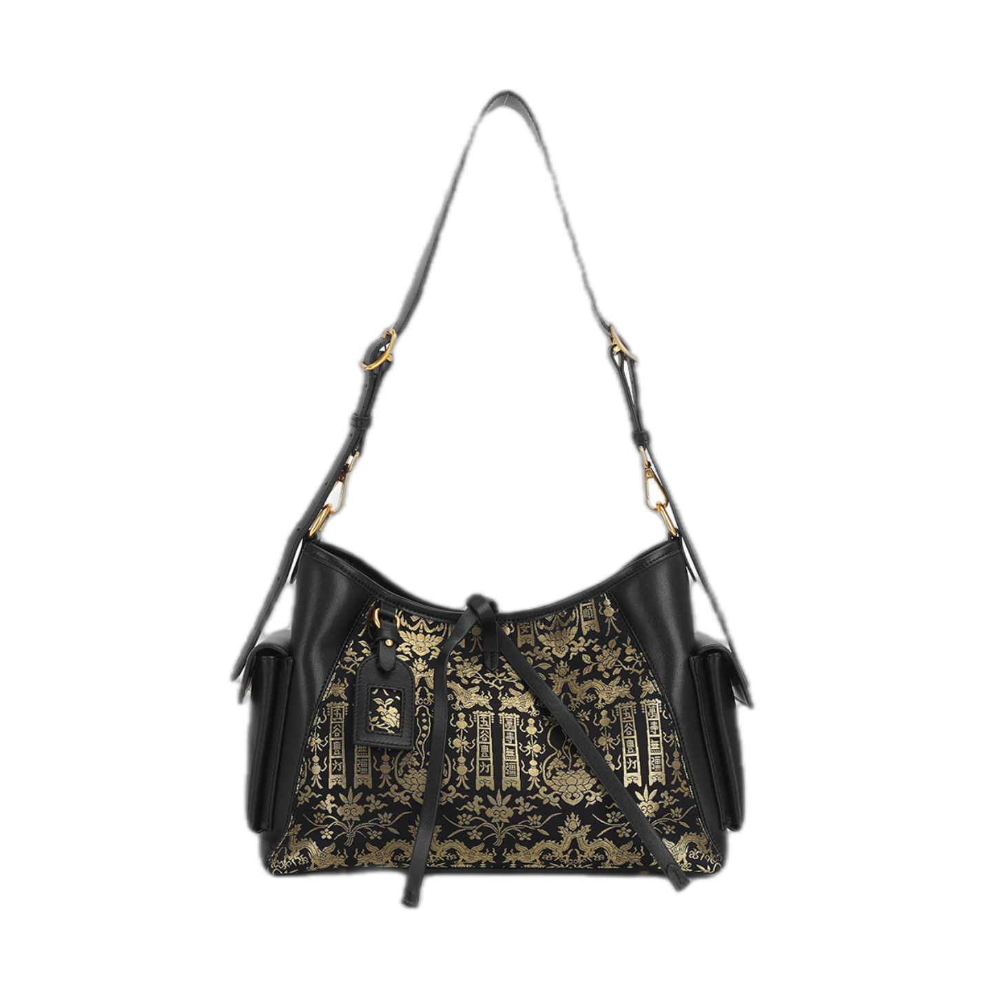 Song Brocade Bag - Black-Gold Gourd Knitted Patterns