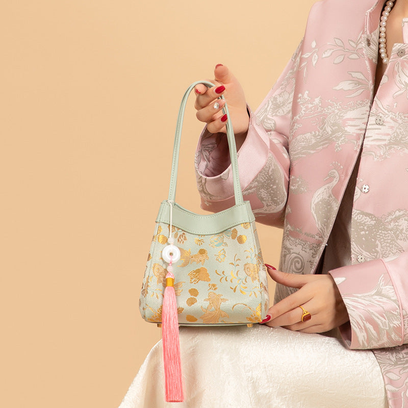 Song Brocade Bucket Bag - Goldfish & Seaweed Knitted Patterns