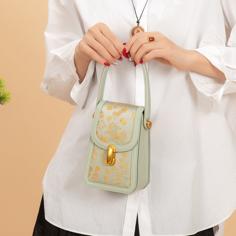 Song Brocade Phone Bag - Goldfish & Seaweed Knitted Patterns