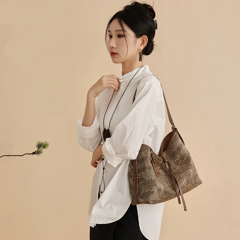 Xiangyunsha Silk Tote Bag - Shoulder & Crossbody Style