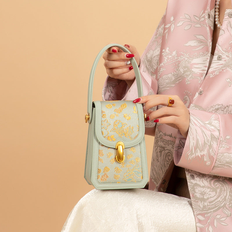 Song Brocade Phone Bag - Goldfish & Seaweed Knitted Patterns