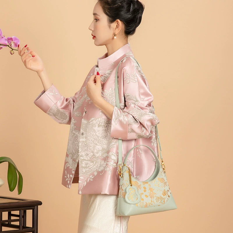 Goldfish Seaweed Knit Pattern Song Brocade Tote Bag
