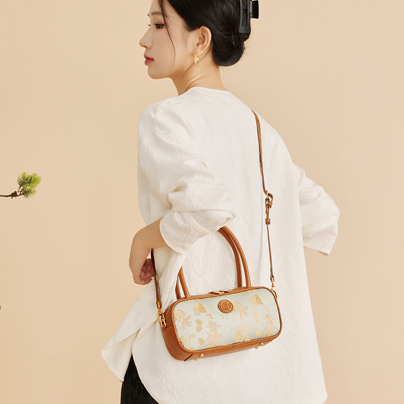 Song Brocade Handbag & Crossbody Bag - Goldfish & Seaweed Knitted Patterns