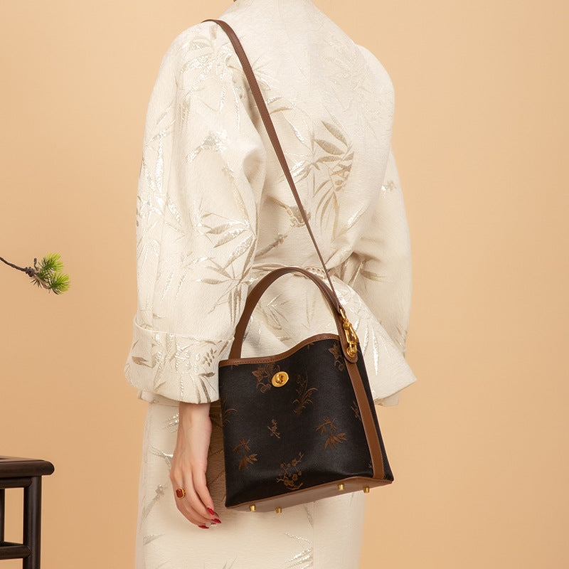 Xiangyunsha Bucket Bag - Intangible Cultural Heritage Plum-Orchid-Bamboo-Chrysanthemum Knitted Patterns